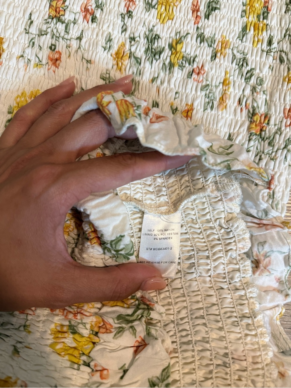 lost + Wander - Smocked floral mini dress - S - Picture 4 of 7